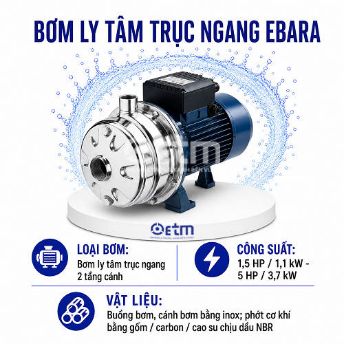 BƠM LY TÂM TRỤC NGANG EBARA 2 TẦNG CÁNH 2CDX